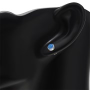 Blue Agate Round Silver Stud Earrings, e421st
